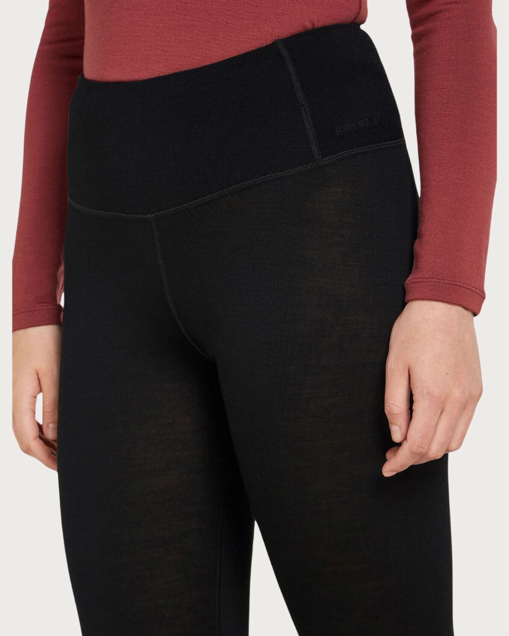 Womens Icebreaker Merino 260 Tech High Rise Leggings - Black Thermals Icebreaker