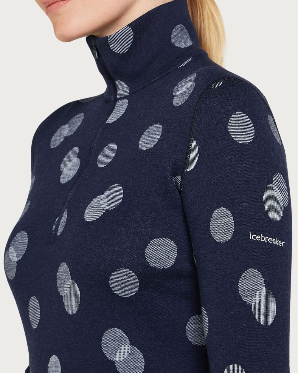 Womens Icebreaker Merino 260 Thermal Vertex Long Sleeve Half Zip Falling Flakes - Midnight Thermals Icebreaker