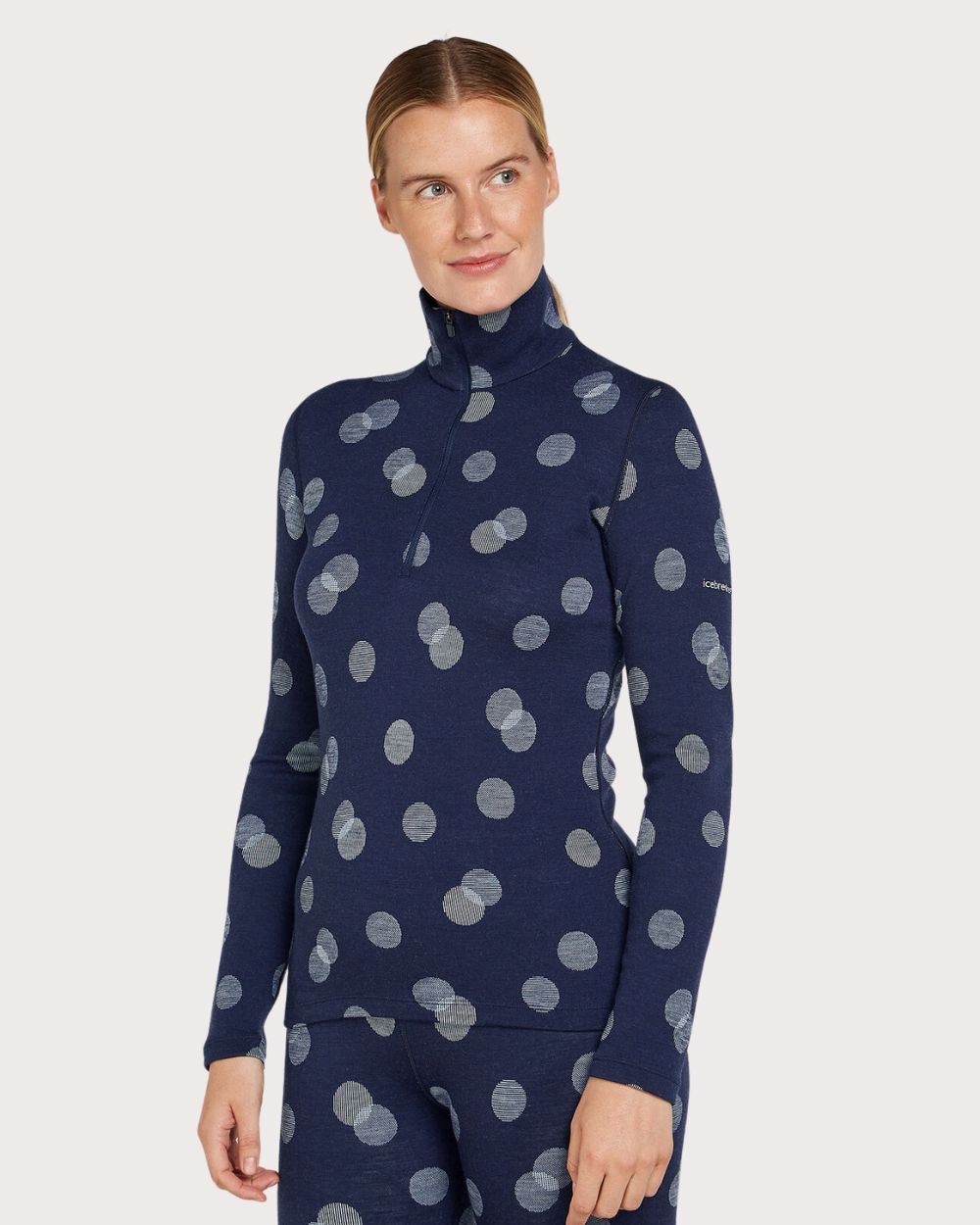 Womens Icebreaker Merino 260 Thermal Vertex Long Sleeve Half Zip Falling Flakes - Midnight Thermals Icebreaker XS INTL / 8 AU