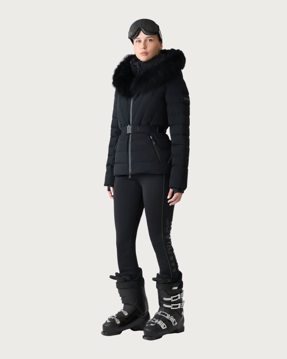 Womens Mackage Elita-ZR Down Ski Jacket Real Fur - Black Jackets Mackage