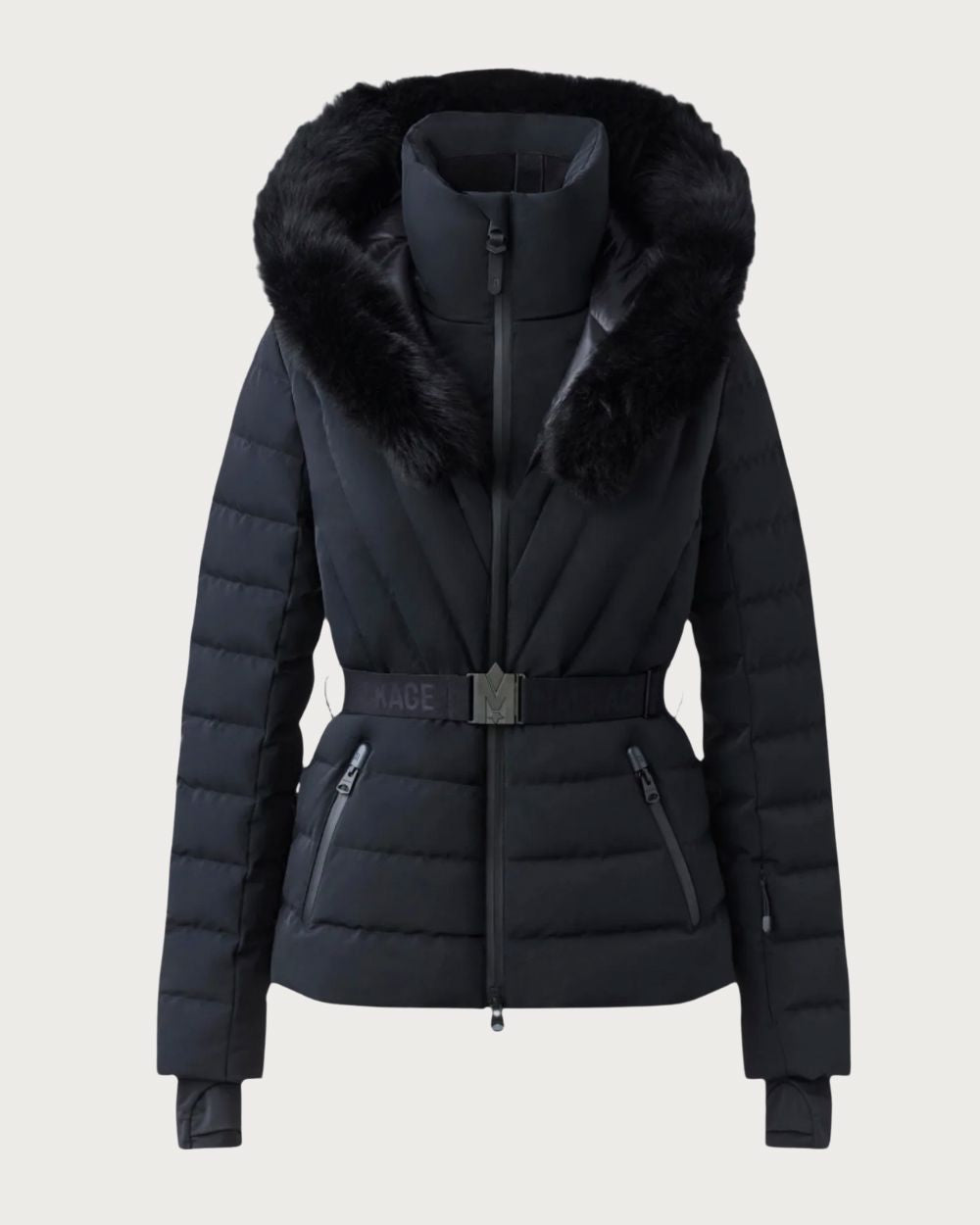 Womens Mackage Elita-ZR Down Ski Jacket Real Fur - Black Jackets Mackage XXS