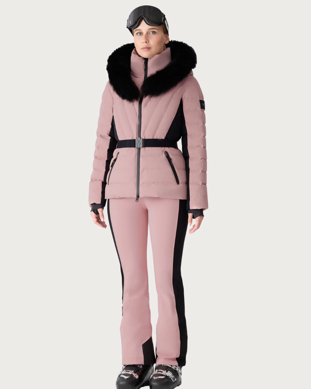 Womens Mackage Elita-ZR Down Ski Jacket Real Fur - Blush Jackets Mackage