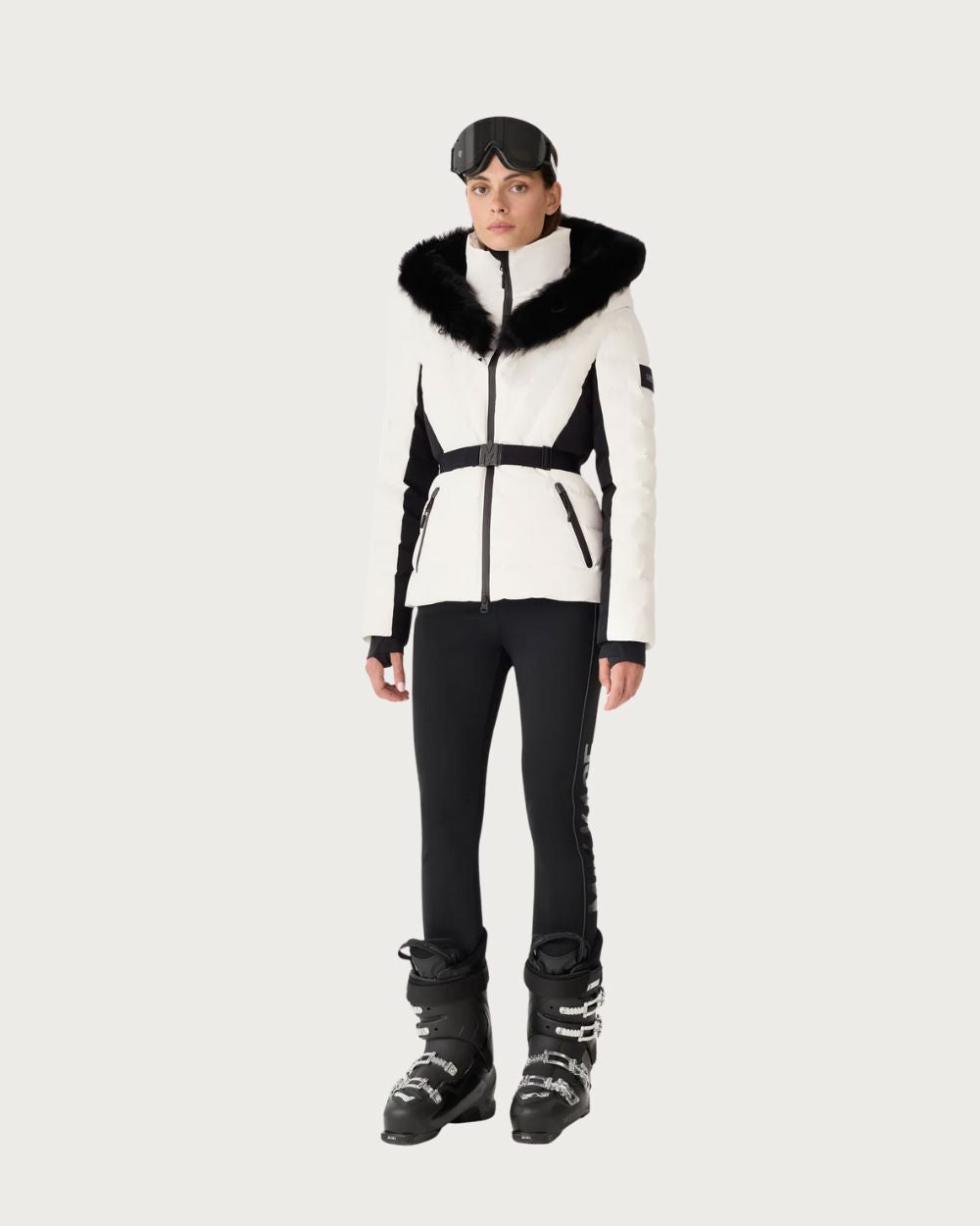 Womens Mackage Elita-ZR Down Ski Jacket Real Fur - Off White Jackets Mackage