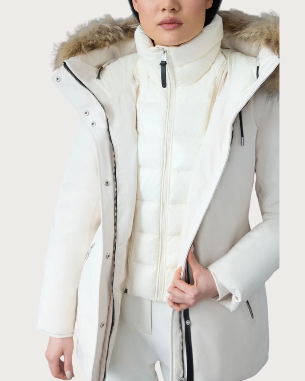 Womens Mackage Jeni-F 2-In-1 Down Parka Real Fur - Cream Après | Travel Mackage