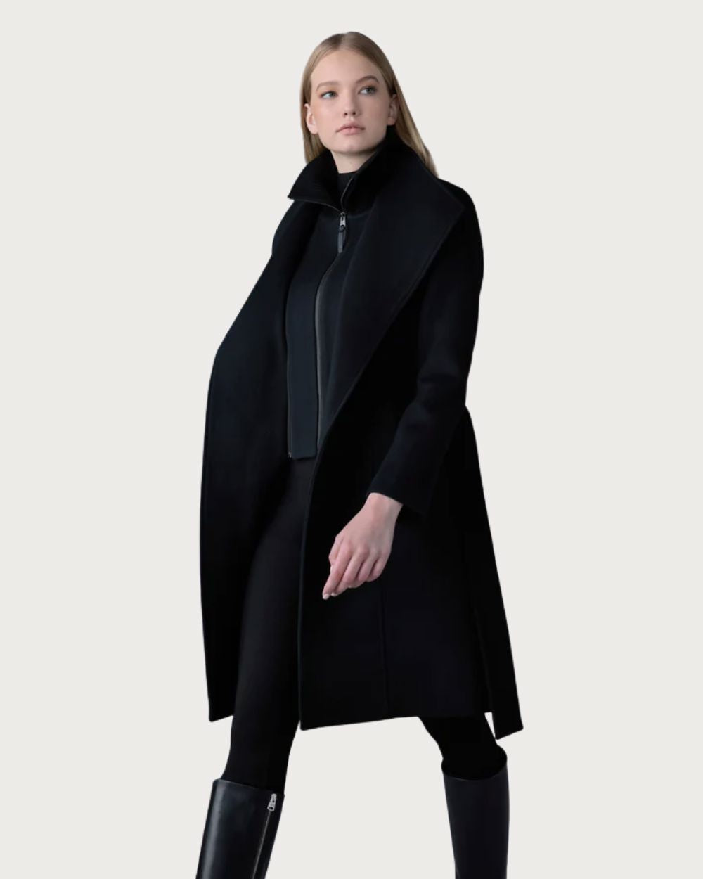 Womens Mackage Norita-Z 2-in-1 Double Face Wool Coat - Black Après | Travel Mackage