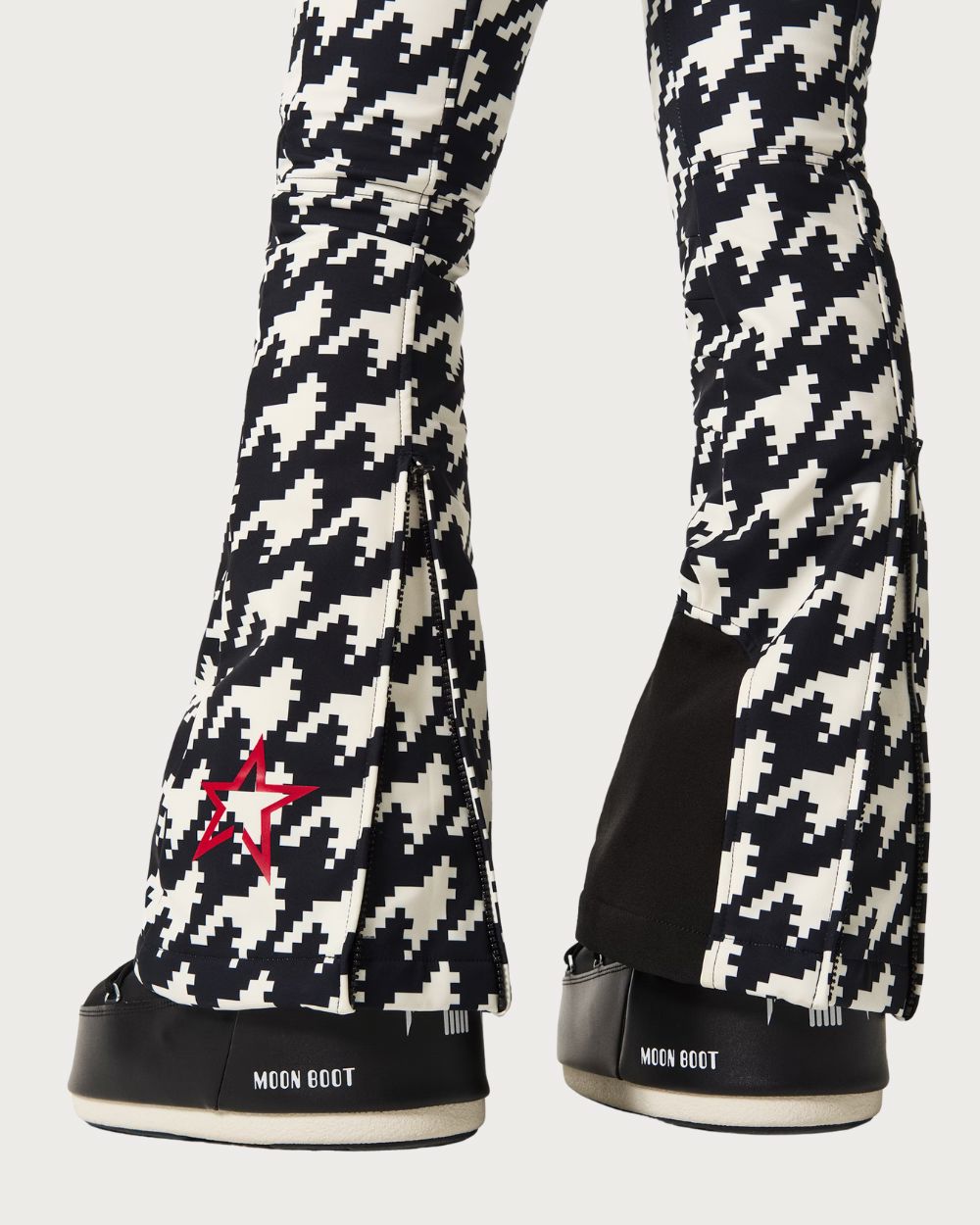 Womens Perfect Moment Aurora High Waist Flare Pant 26 - Houndstooth Black Pants Perfect Moment