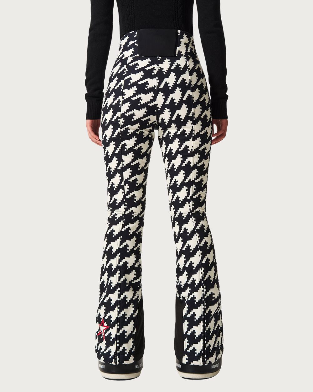 Womens Perfect Moment Aurora High Waist Flare Pant 26 - Houndstooth Black Pants Perfect Moment