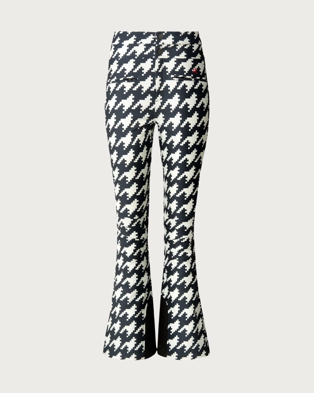 Womens Perfect Moment Aurora High Waist Flare Pant 26 - Houndstooth Black Pants Perfect Moment XS INTL / 6-8 AU