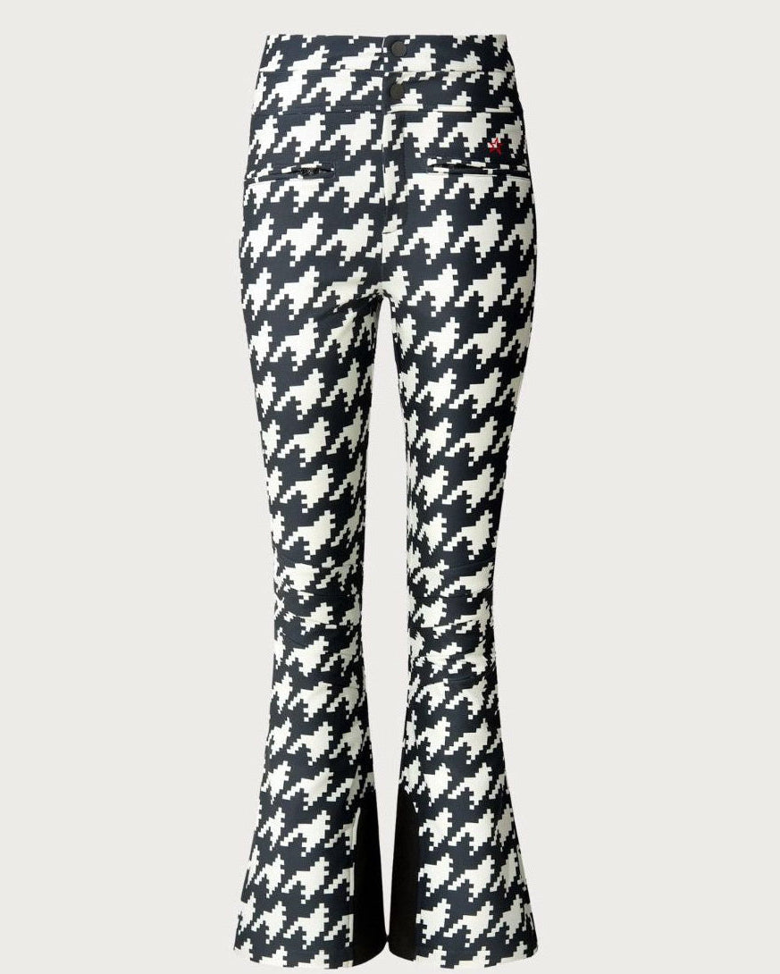 Womens Perfect Moment Aurora High Waist Flare Pant 26 - Houndstooth Black Pants Perfect Moment XS INTL / 6-8 AU