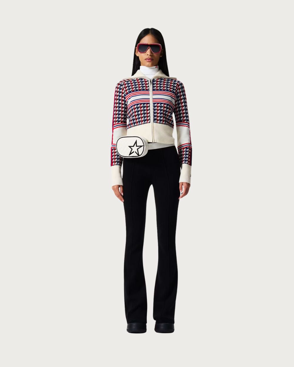 Women's Perfect Moment Houndstooth Classic Ski Sweater - Houndstooth Knitwear Perfect Moment
