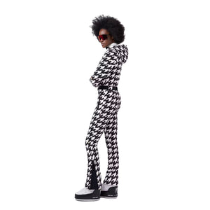 Womens Perfect Moment Houndstooth Ski Suit - Black/Snow White One Piece Suits Perfect Moment 