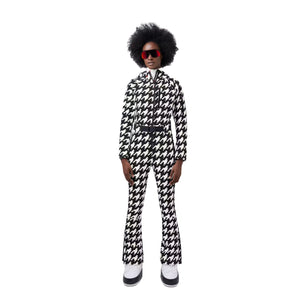 Womens Perfect Moment Houndstooth Ski Suit - Black/Snow White One Piece Suits Perfect Moment 