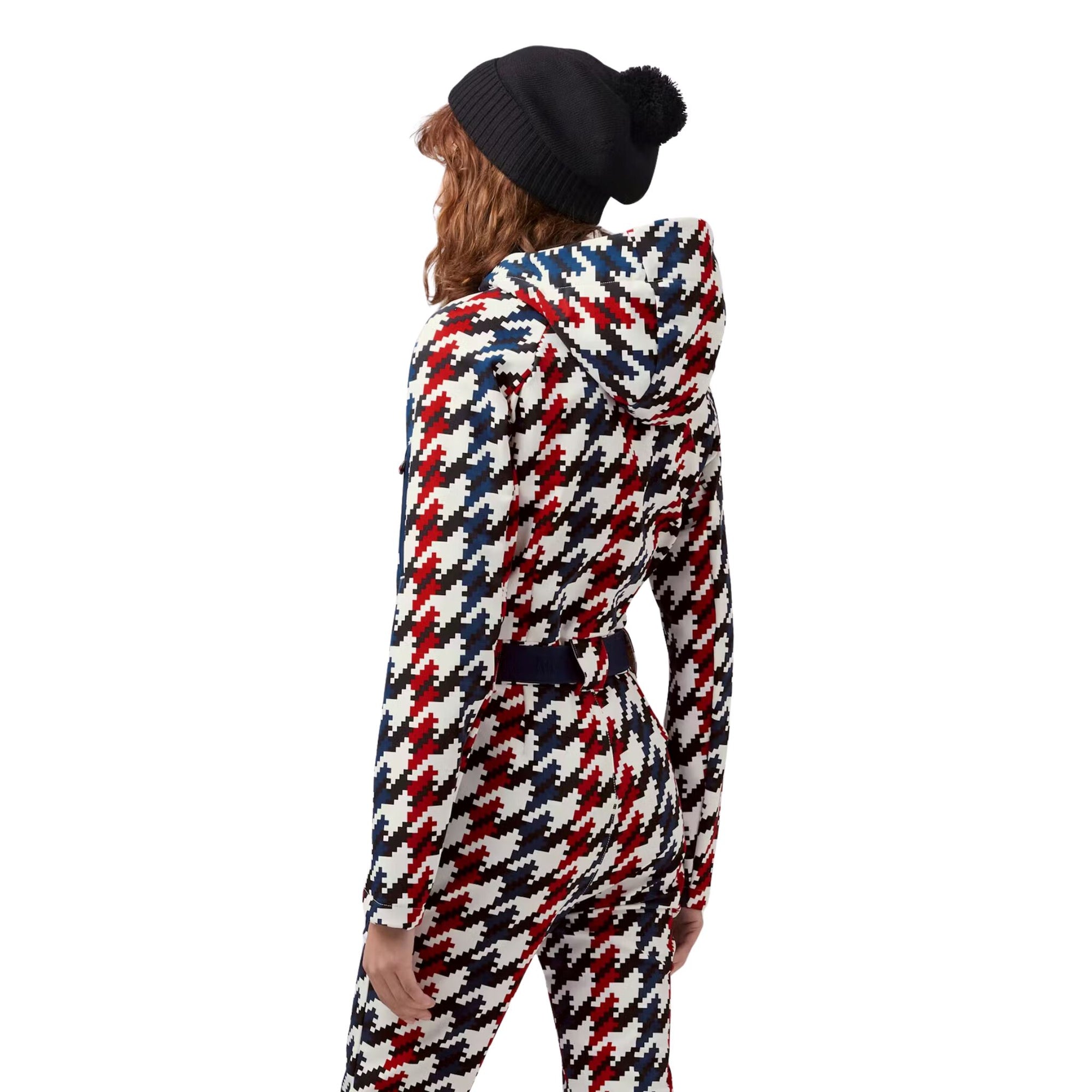 Womens Perfect Moment Houndstooth Ski Suit -Red/Navy One Piece Suits Perfect Moment XS INTL / 6-8 AU 