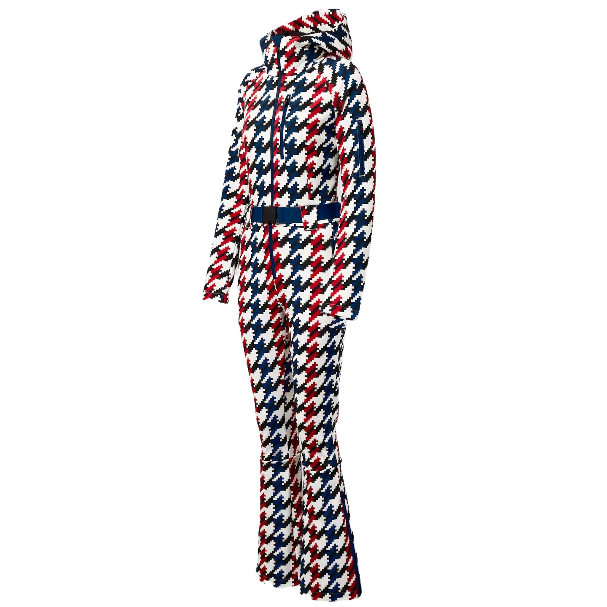 Womens Perfect Moment Houndstooth Ski Suit -Red/Navy One Piece Suits Perfect Moment XS INTL / 6-8 AU 