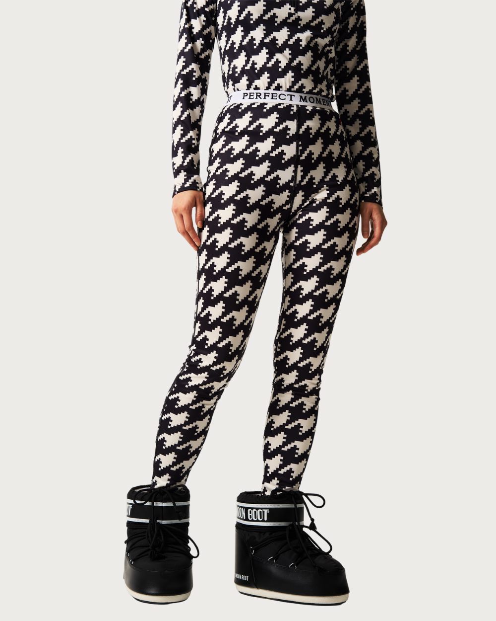 Womens Perfect Moment Printed Base Layer Leggings - Houndstooth Thermals Perfect Moment