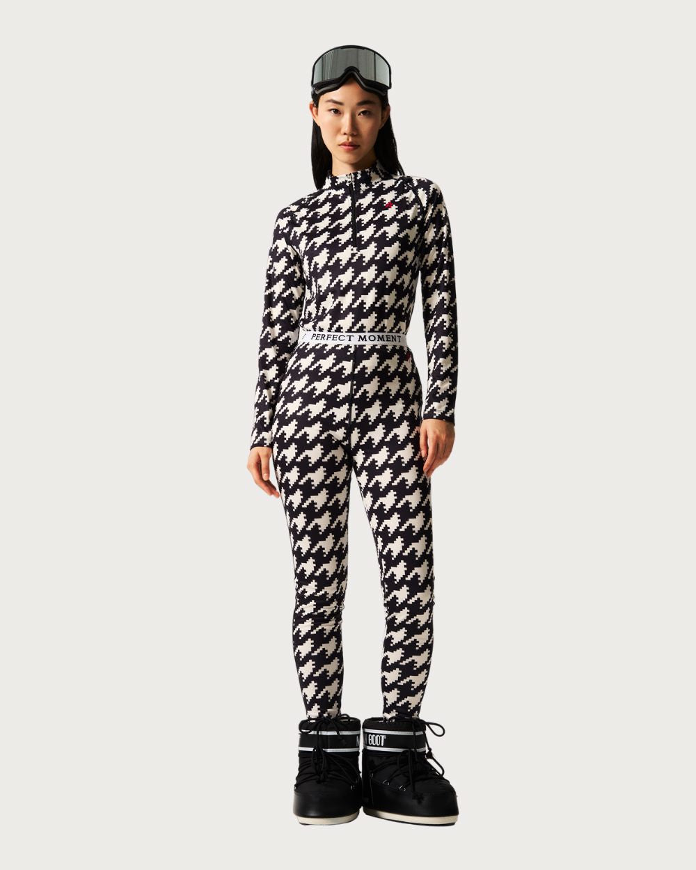 Womens Perfect Moment Printed Base Layer Leggings - Houndstooth Thermals Perfect Moment