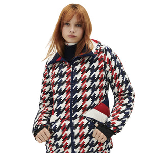 Womens Perfect Moment Ski Duvet Jacket - Houndstooth Red/Navy Jackets Perfect Moment 