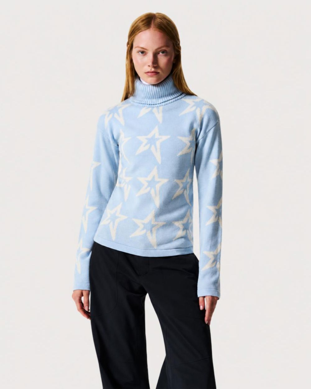 Women's Perfect Moment Star Dust Merino Wool Sweater - Cloud Blue Knitwear Perfect Moment