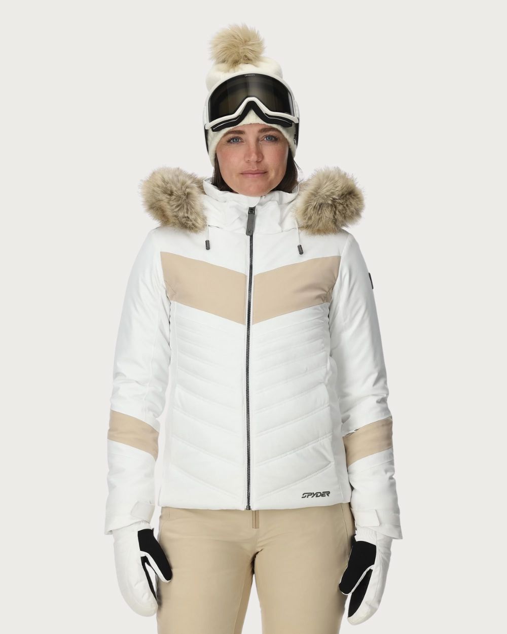 Womens Spyder Primrose Jacket Faux Fur - White Jackets Spyder