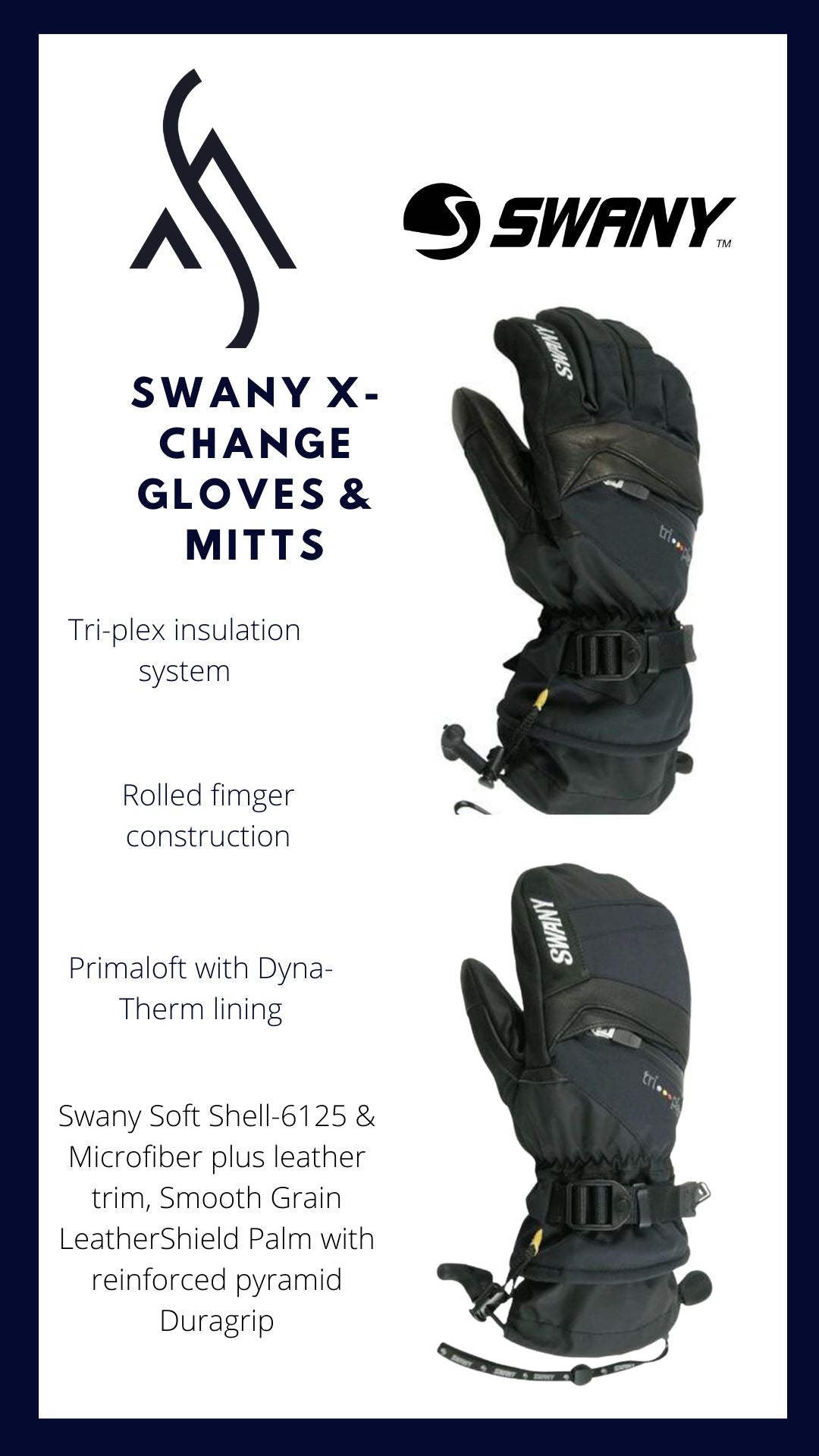 Kids Swany X-Change Waterproof Glove - Black Gloves Swany XS - (3-4yrs) 
