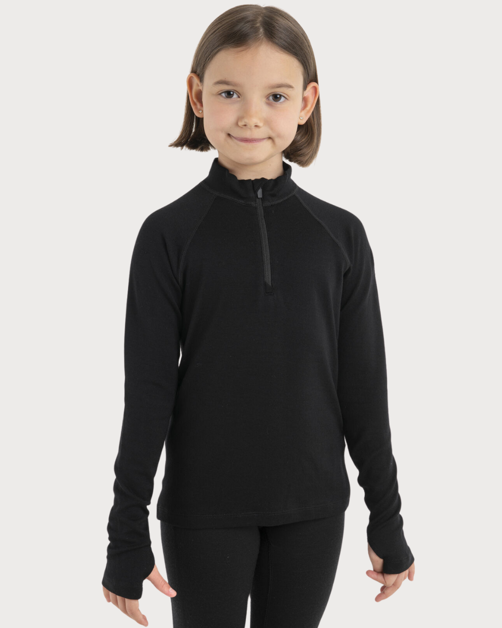 Kids Icebreaker Merino 260 Thermal Long Sleeve Half Zip - Black