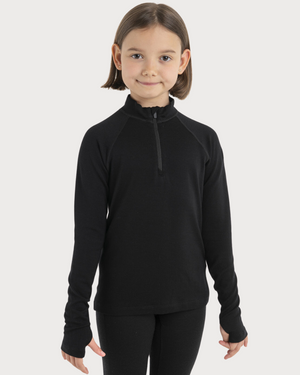 Kids Icebreaker Merino 260 Thermal Long Sleeve Half Zip - Black