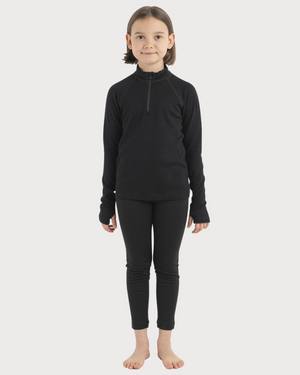 Kids Icebreaker Merino 260 Thermal Long Sleeve Half Zip - Black