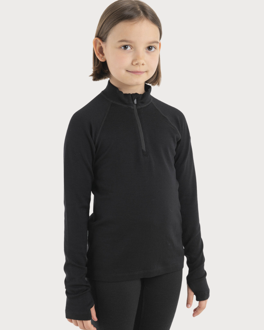 Kids Icebreaker Merino 260 Thermal Long Sleeve Half Zip - Black