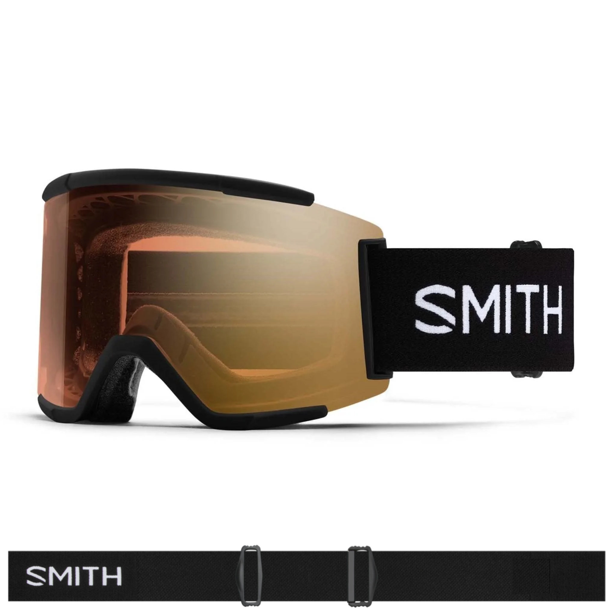 Smith Squad XL (Large Fit) Goggles - Black ChromaPop Pro Photochromic Gold Mirror