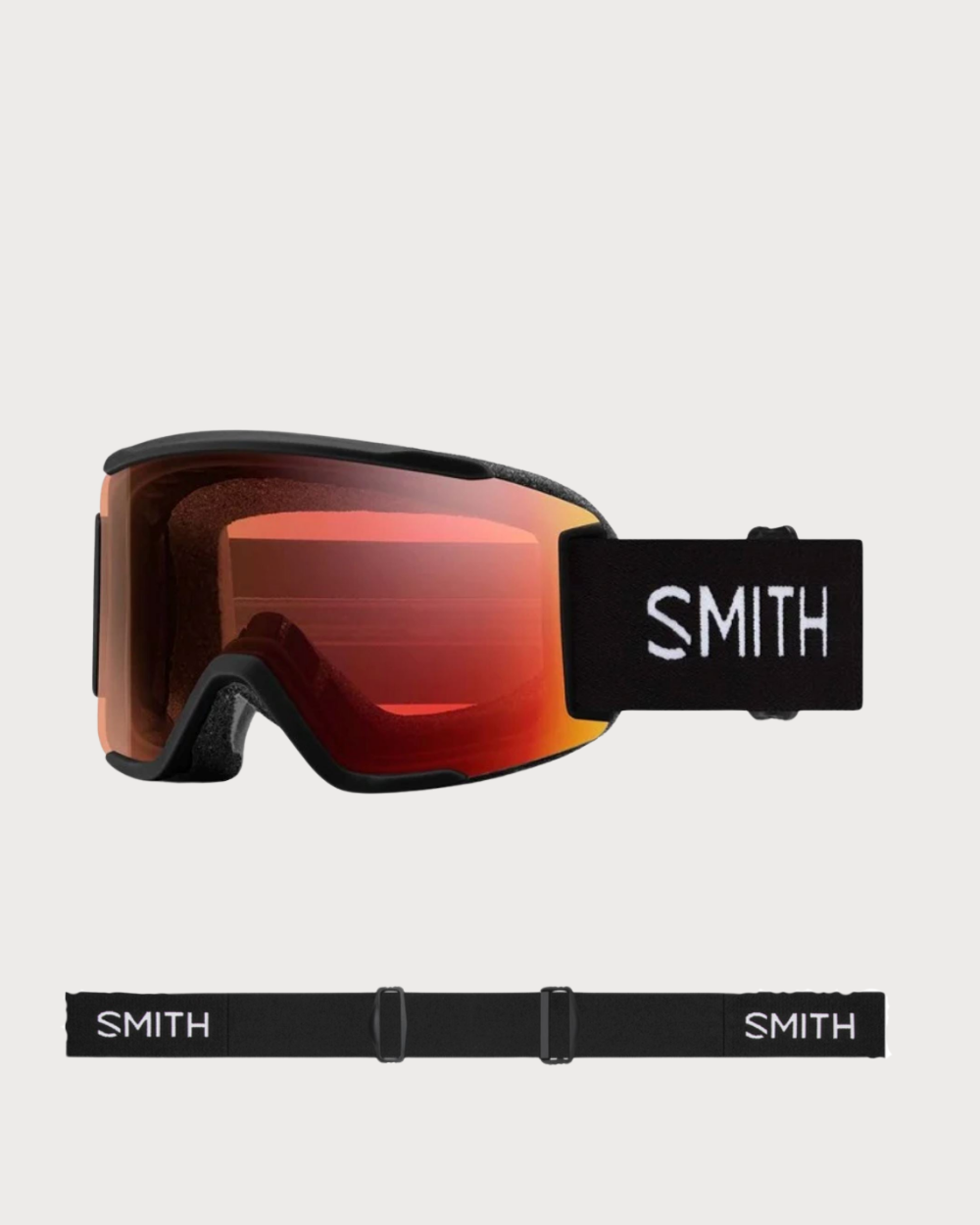 Smith Squad Goggles (Small Asian Fit) - Black ChromaPop Pro Photochromic Red Mirror