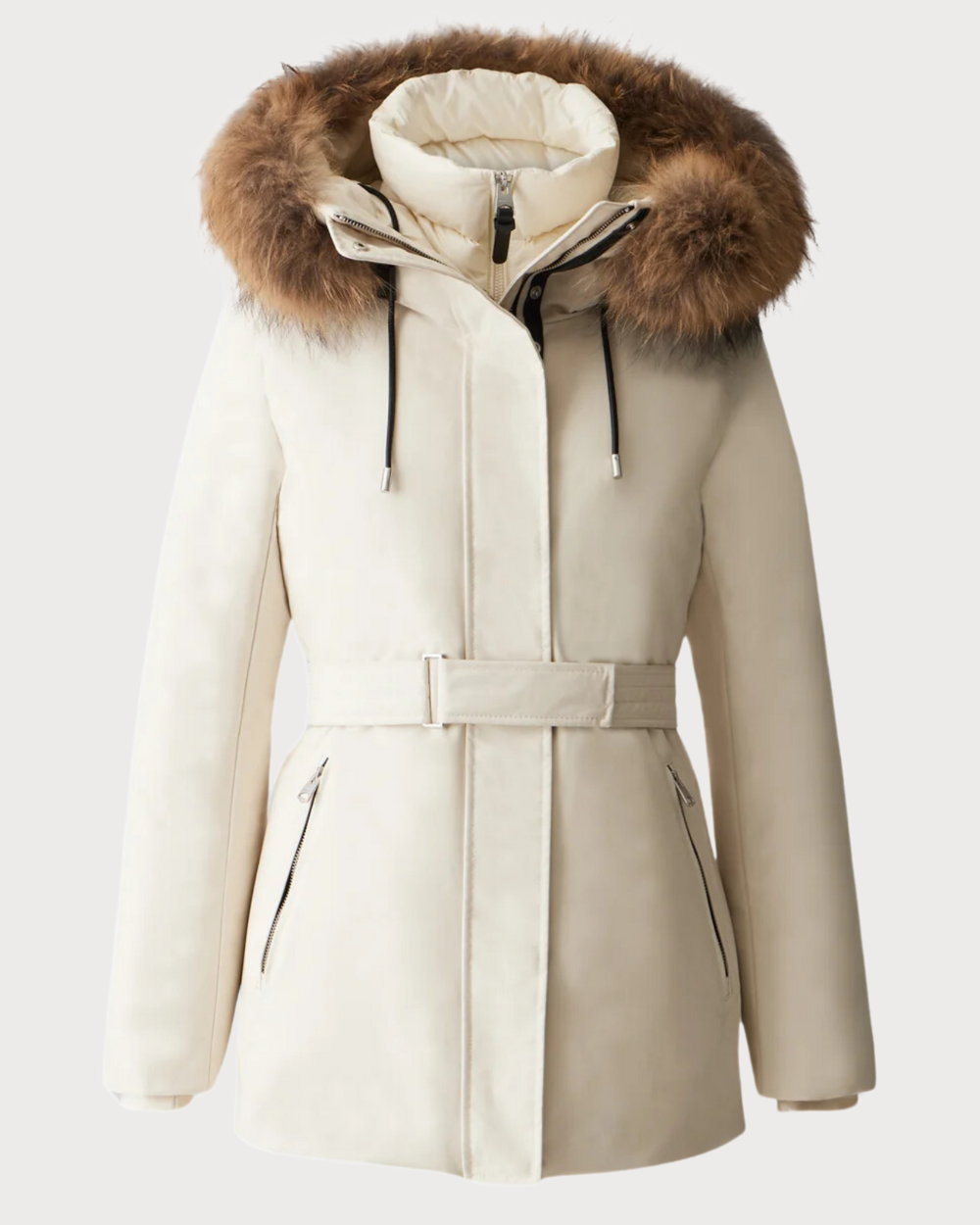 Womens Mackage Jeni-F 2-In-1 Down Parka Real Fur -  Cream