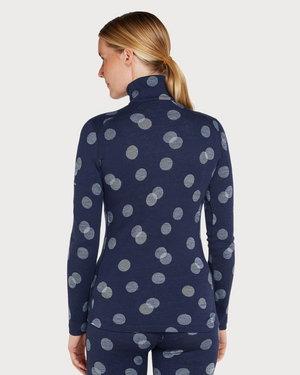 Womens Icebreaker Merino 260 Thermal Vertex Long Sleeve Half Zip Falling Flakes - Midnight