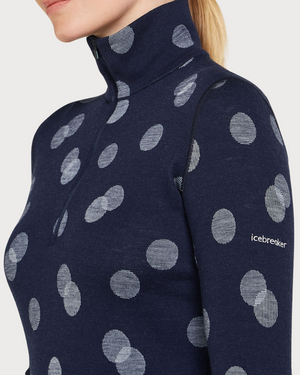 Womens Icebreaker Merino 260 Thermal Vertex Long Sleeve Half Zip Falling Flakes - Midnight