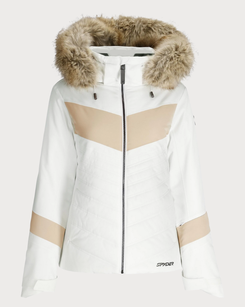 Womens Spyder Primrose Jacket Faux Fur - White