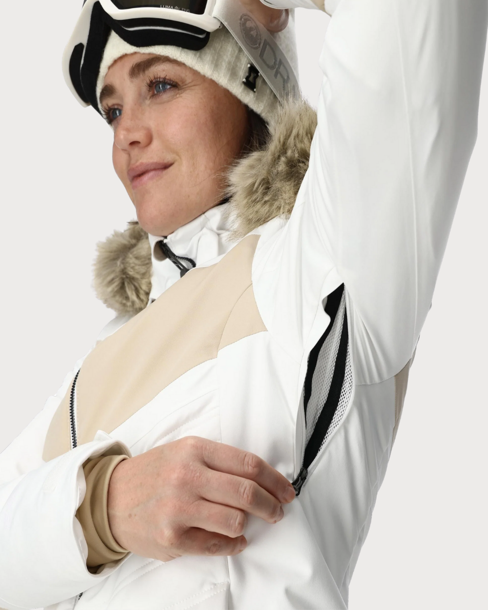 Womens Spyder Primrose Jacket Faux Fur - White