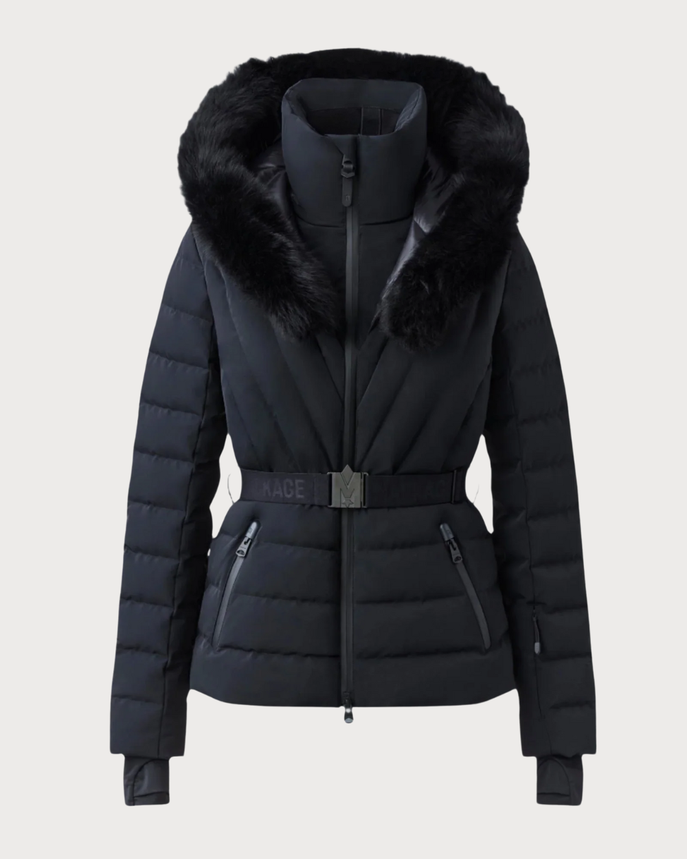 Womens Mackage Elita-ZR Down Ski Jacket Real Fur - Black
