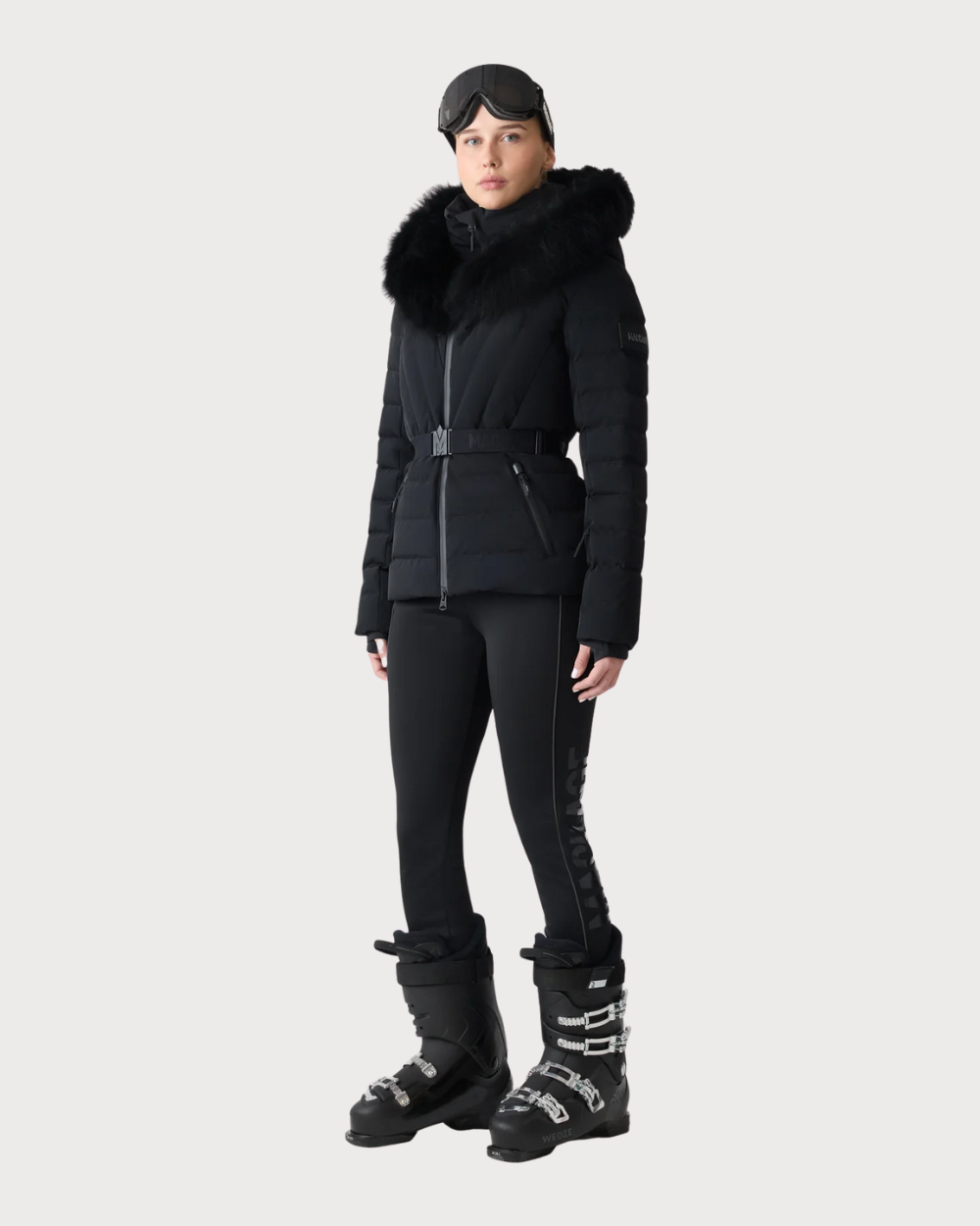 Womens Mackage Elita-ZR Down Ski Jacket Real Fur - Black