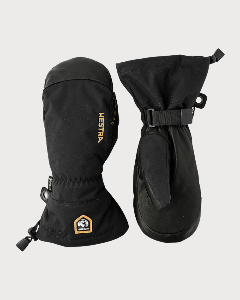 Mens Hestra Army Leather Gore-Tex Mitten - Black / Black