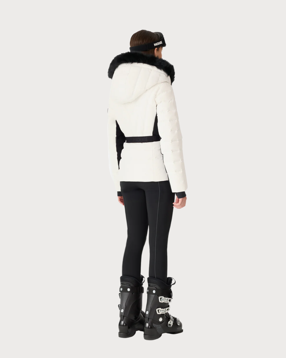 Womens Mackage Elita-ZR Down Ski Jacket Real Fur - Off White