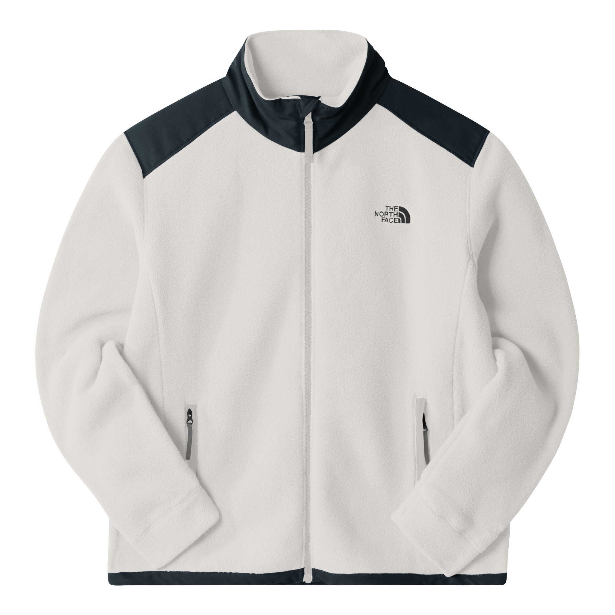 Womens The North Face Alpine Polartec 200 Full Zip Jacket- White Dune/ TNF Black
