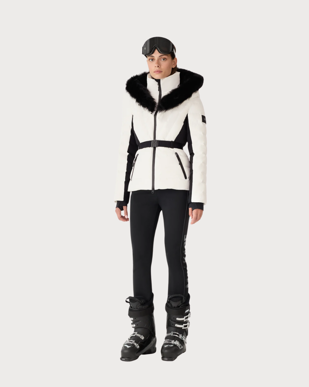 Womens Mackage Elita-ZR Down Ski Jacket Real Fur - Off White