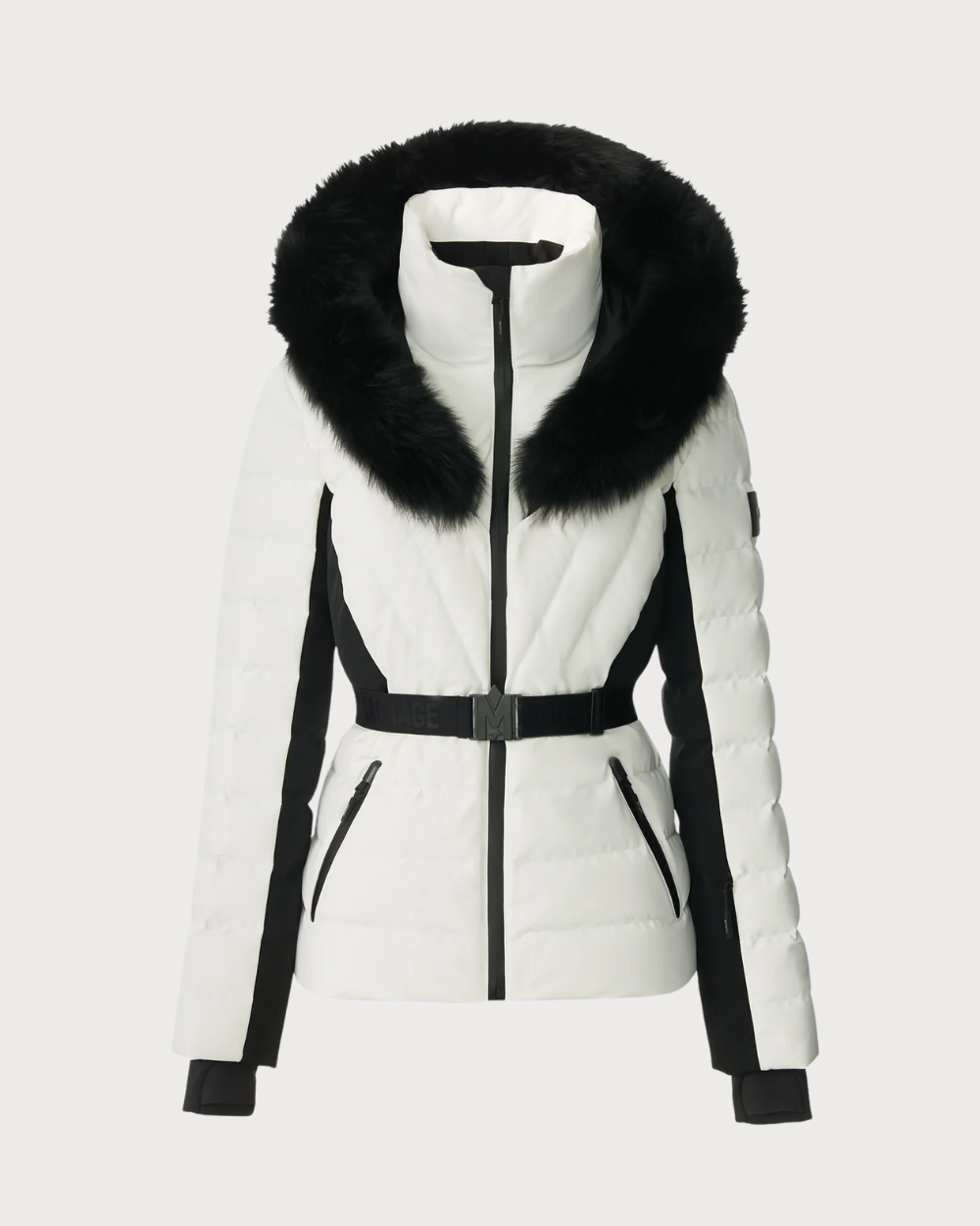 Womens Mackage Elita-ZR Down Ski Jacket Real Fur - Off White