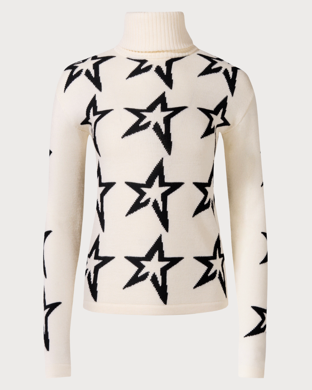Womens Star Dust Merino Wool Sweater - Snow White /Black Star