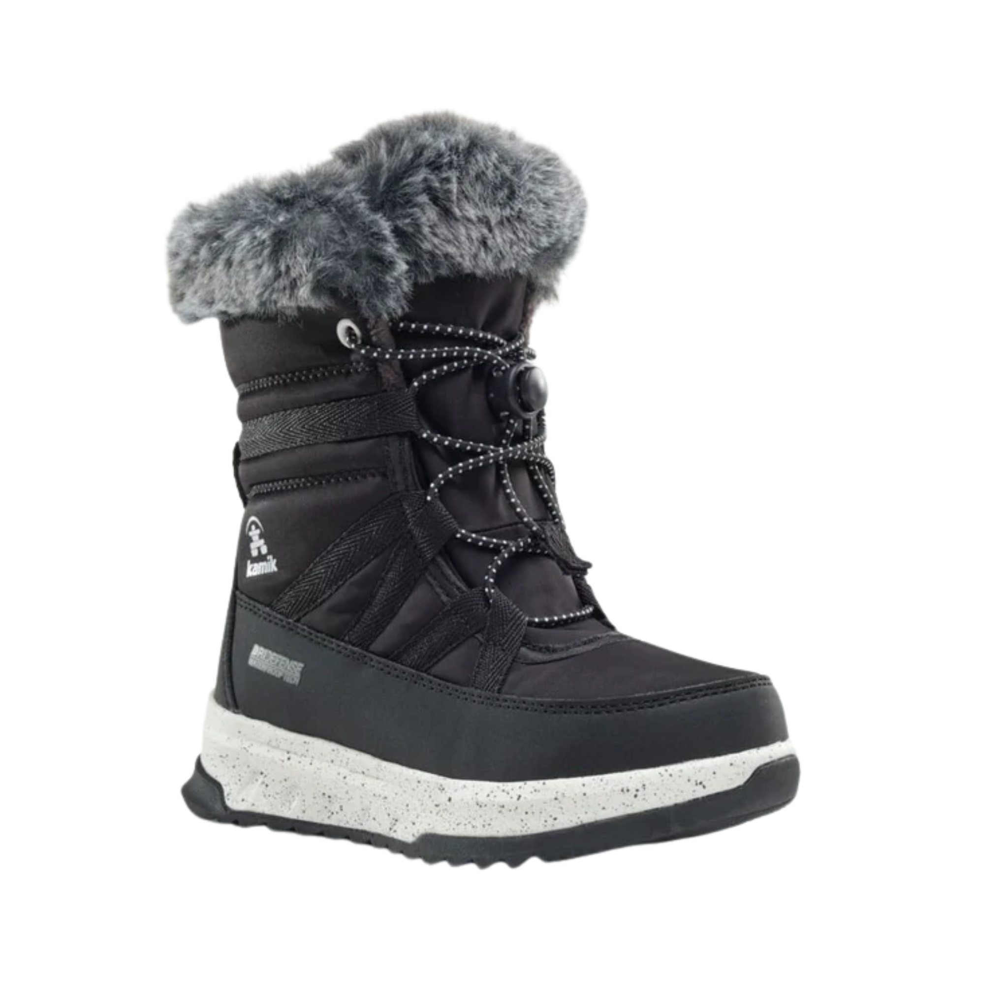 Kids Kamik Stormy Faux Fur  Waterproof Boot - Black
