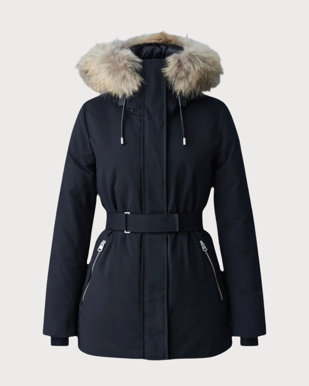 Womens Mackage Jeni-F 2-In-1 Down Parka Real Fur- Black