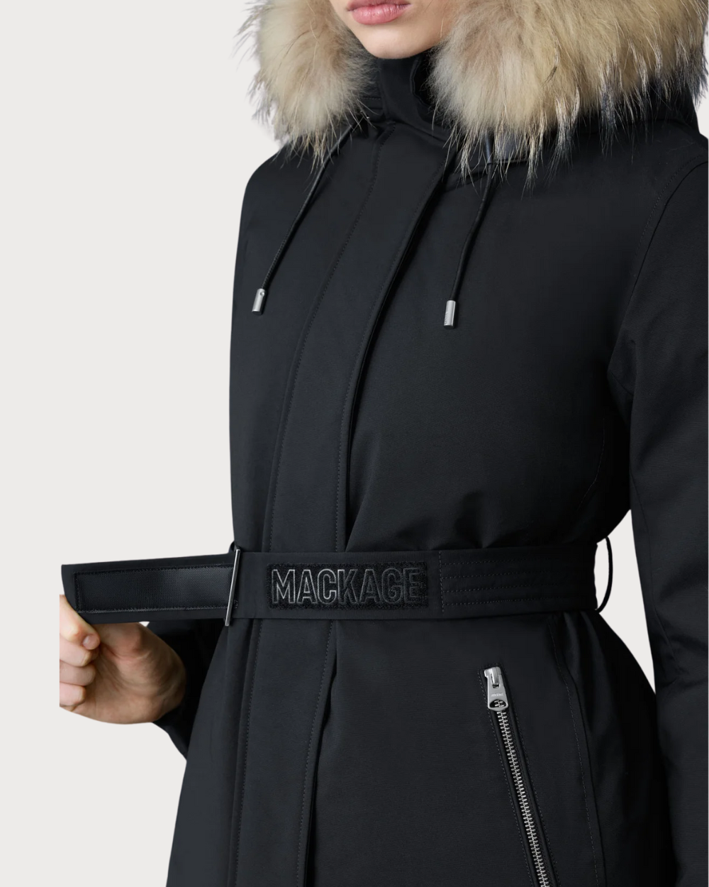 Womens Mackage Jeni-F 2-In-1 Down Parka Real Fur- Black