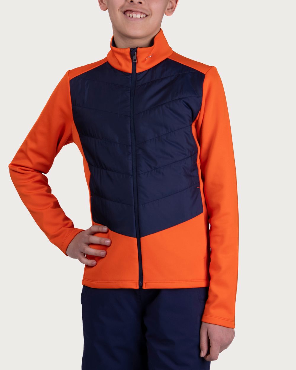 Boys Kjus Chase Midlayer Jacket - Kjus Orange/Atlanta Blue