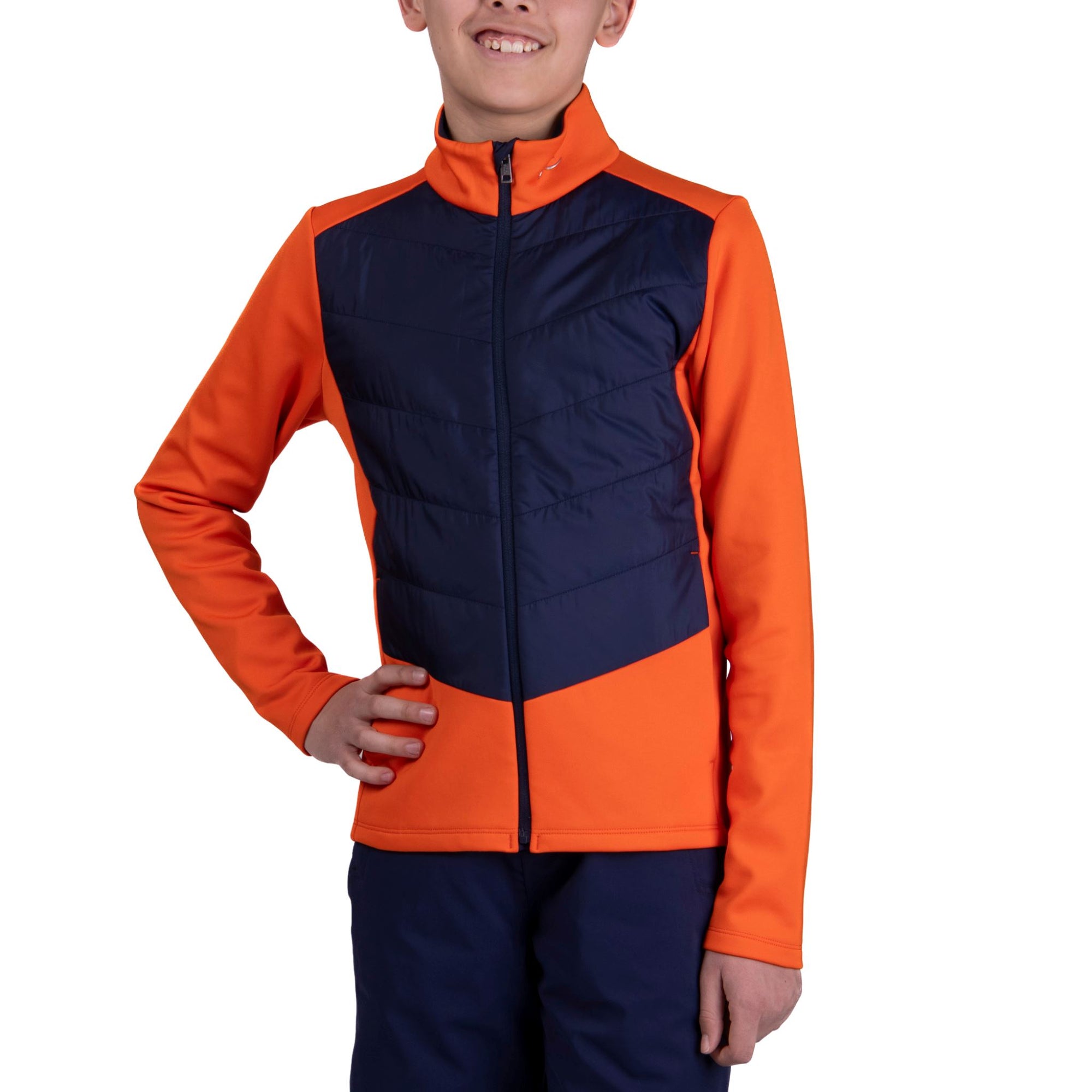 Boys Kjus Chase Midlayer Jacket - Kjus Orange/Atlanta Blue