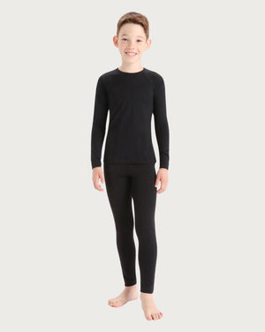 Kids Icebreaker Merino 200 Oasis Thermal Long Sleeve Crewe - Black Thermals Icebreaker 