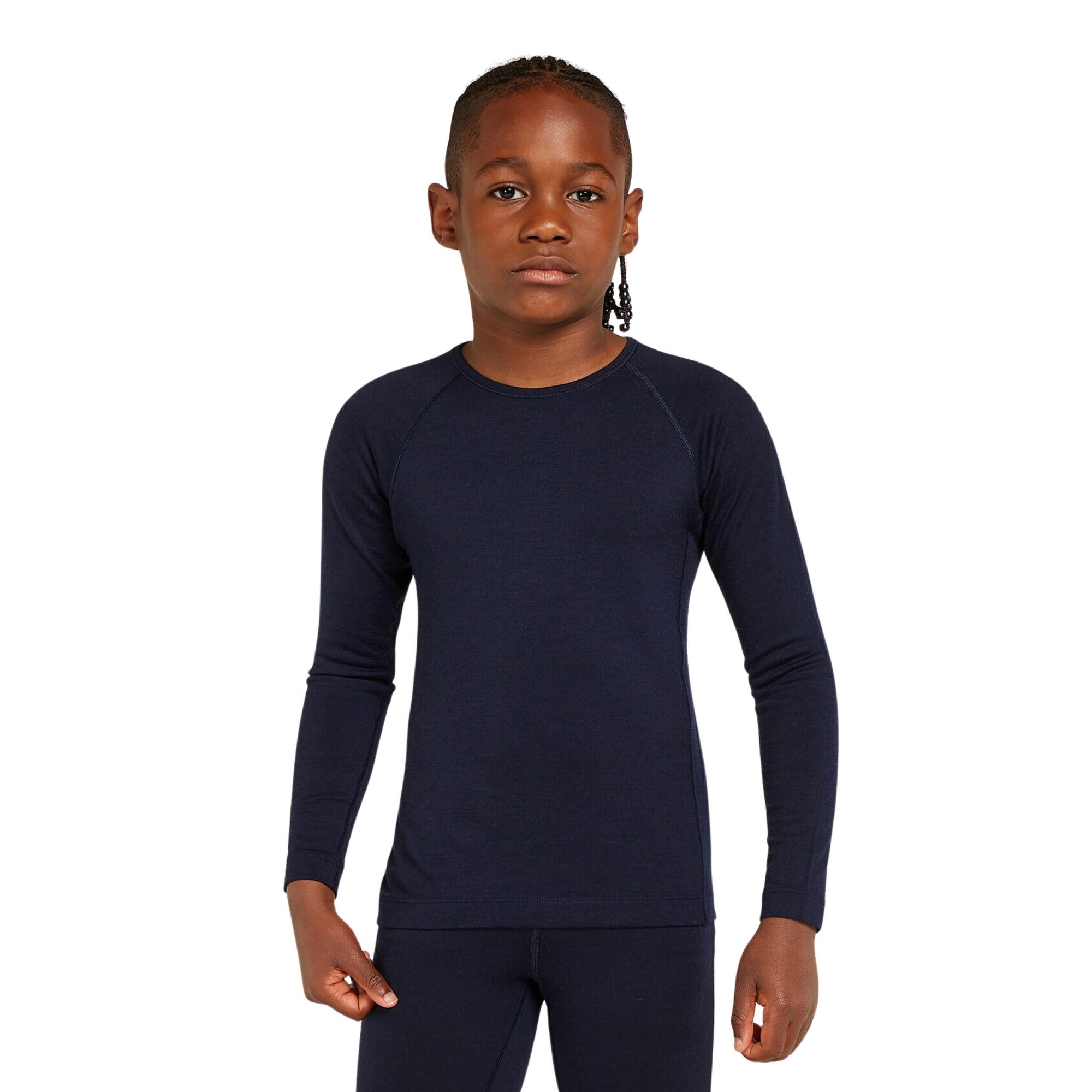 Kids Icebreaker Merino 200 Oasis Thermal Long Sleeve Crewe - Midnight Navy